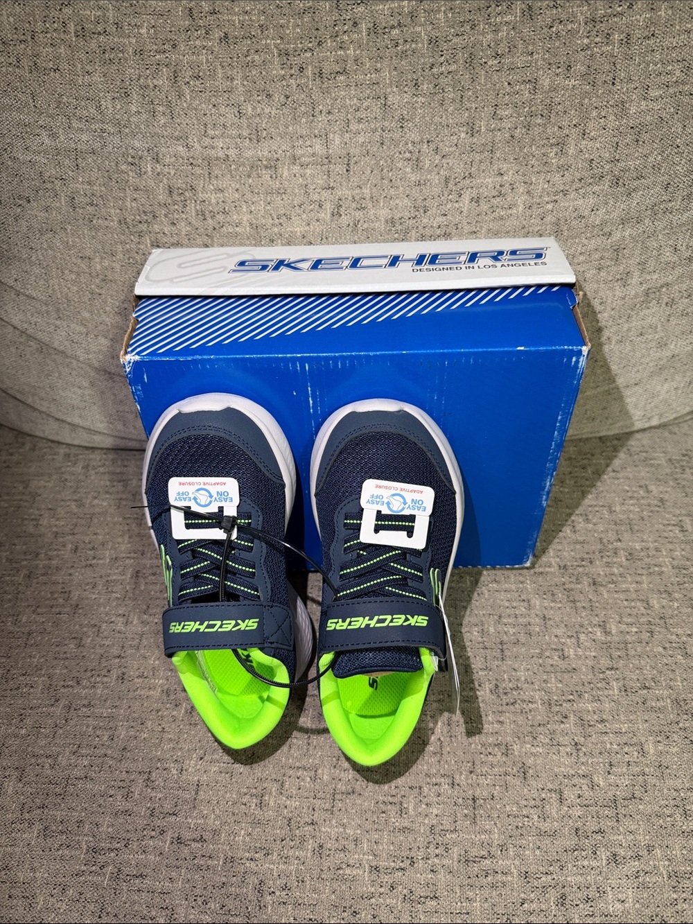 Skechers Kids' Navy & Neon Green Hook-and-Loop Sneakers